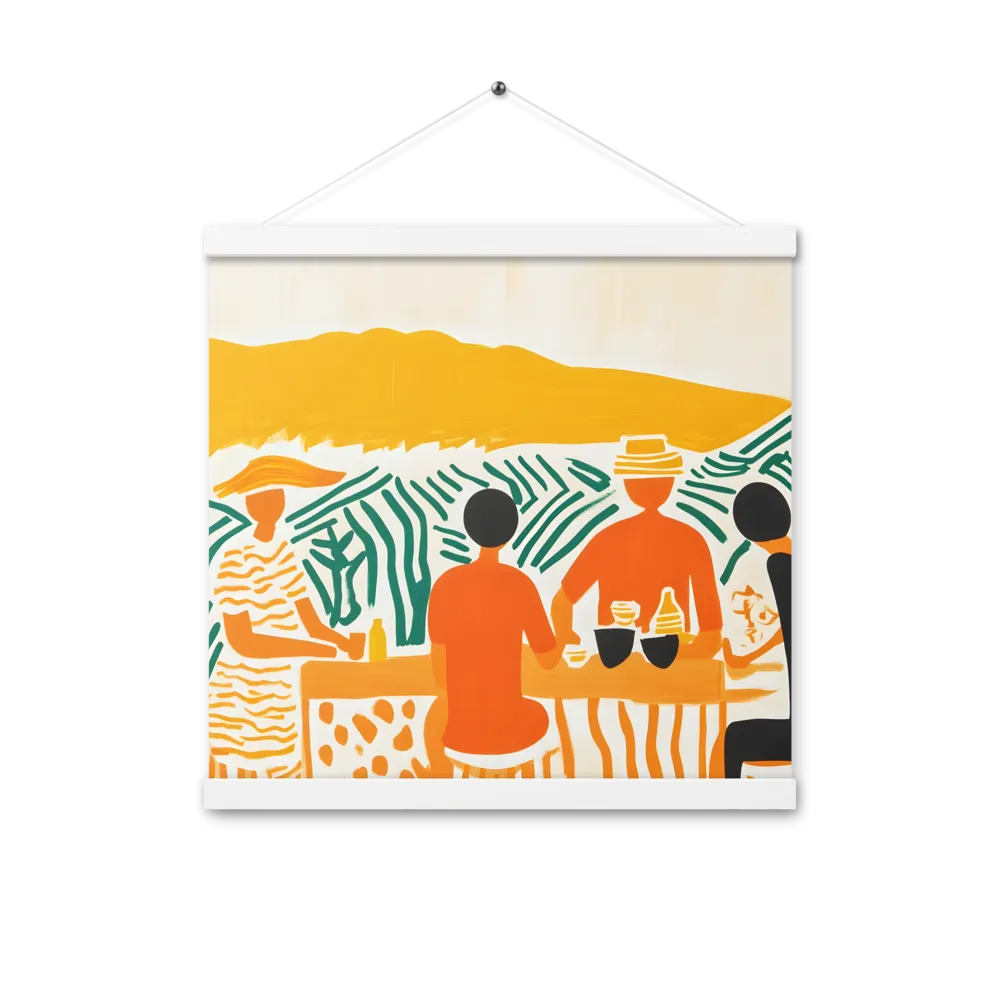 Summer Vibes: Café Conversations | Poster With White Wood Hanger | 16″×16″