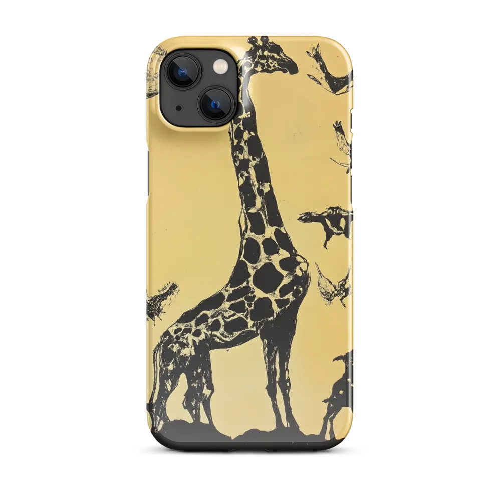 Whimsical Harmony of Giraffe and Birds