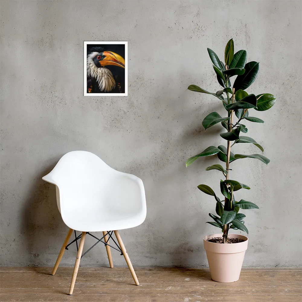 Majestic Hornbill Portrait | Poster with White Frame | 11″×14″
