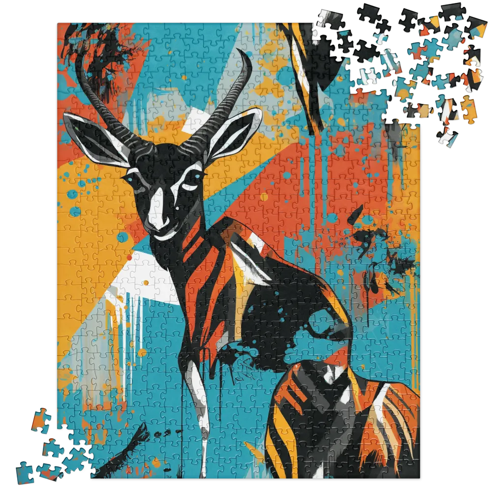 Dynamic Antelope in Vivid Abstract | Jigsaw Puzzle | 520 pieces