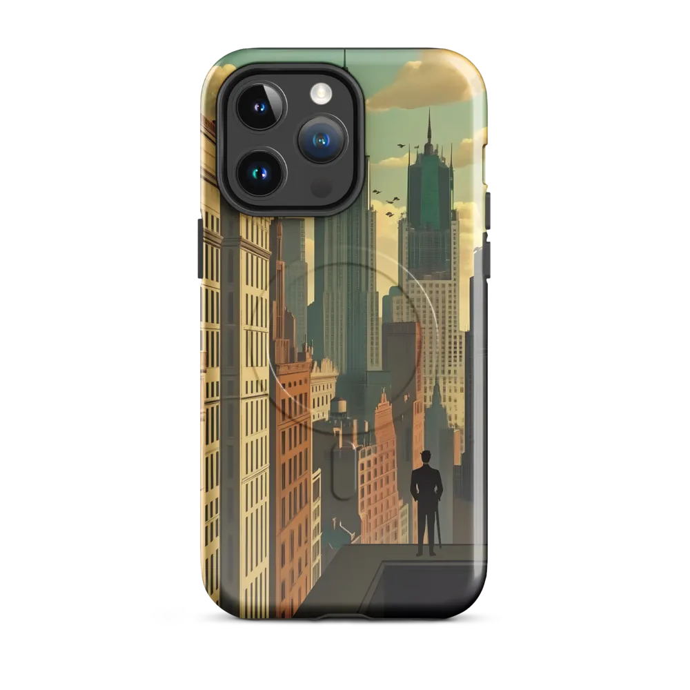 Urban Dreams: A Silhouette in Art Deco Cityscape
