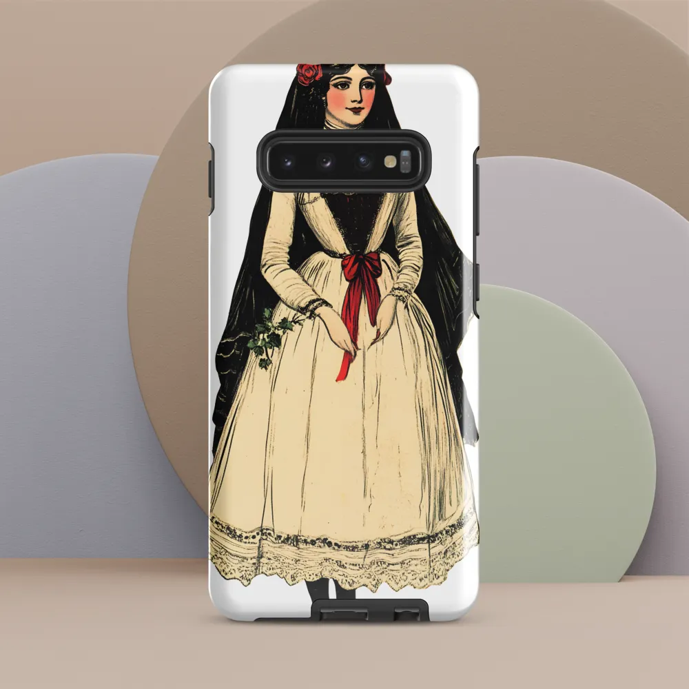 Elegance in Tradition: A Folk Portrait | Phone Case |  S10 Plus | Tough Case | Glossy