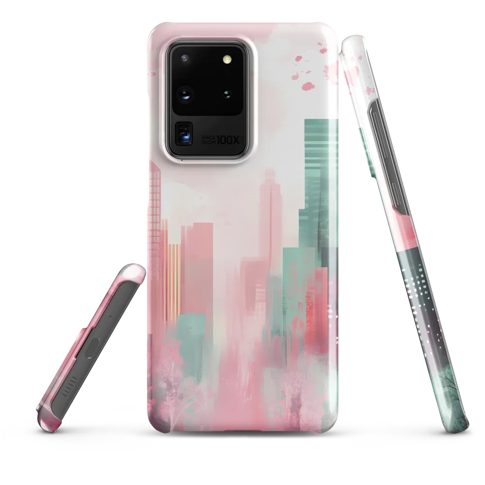 Dreamy Cityscape in Pink and Cyan