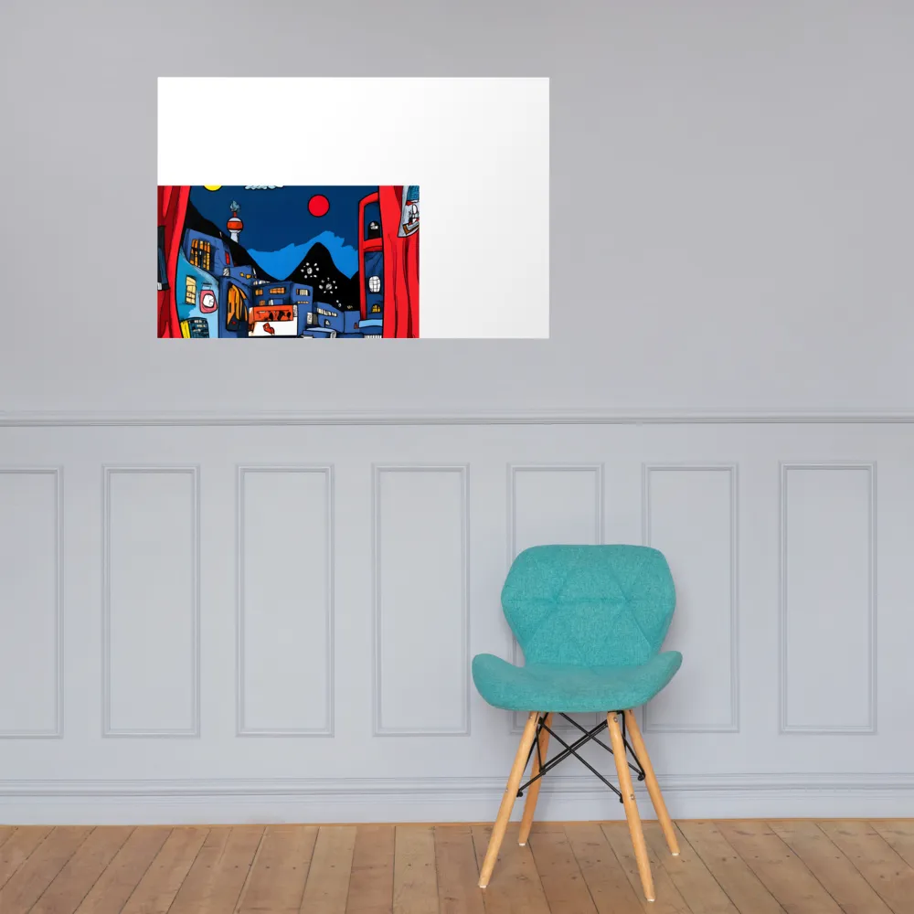 Whimsical Cityscape at Night | Poster | 24″×36″