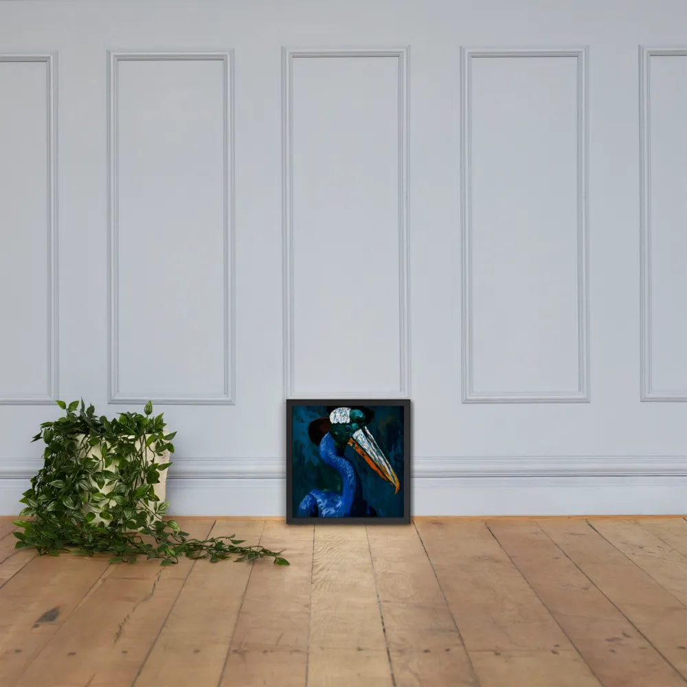 Majestic Absurdity: The Hat-Wearing Bird | Poster with Black Frame | 14″×14″