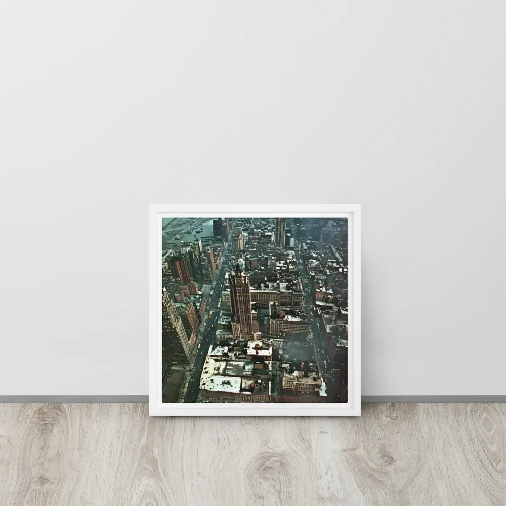 Aerial Symphony of Urban Life | Canvas with White Frame | 12″×12″
