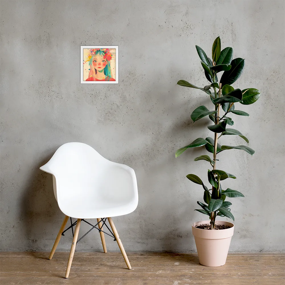 Whimsical Blossom | Poster with White Frame | 10″×10″