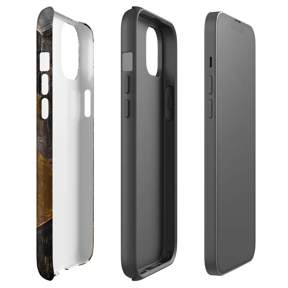 Geometric Harmony in Gold and Black | Phone Case |  14 Plus | Tough Case | Matte