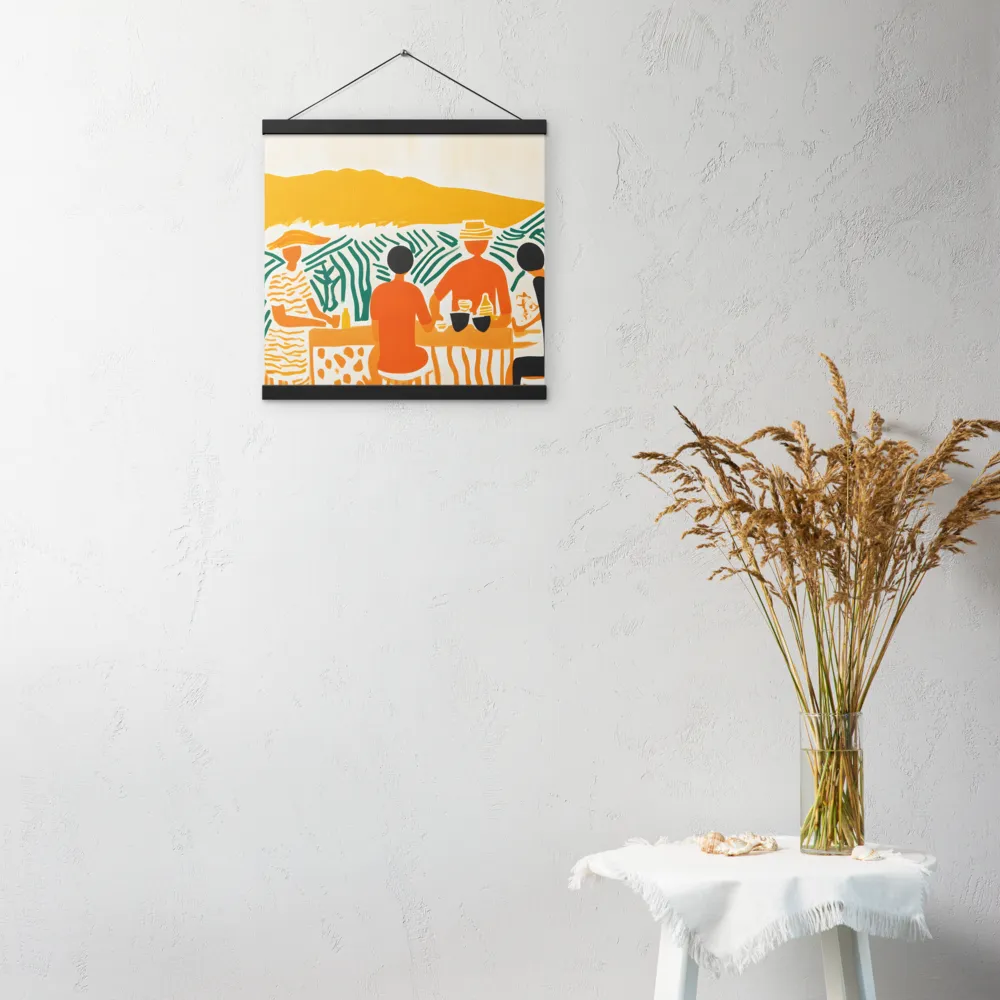 Summer Vibes: Café Conversations | Poster With Black Wood Hanger | 16″×16″