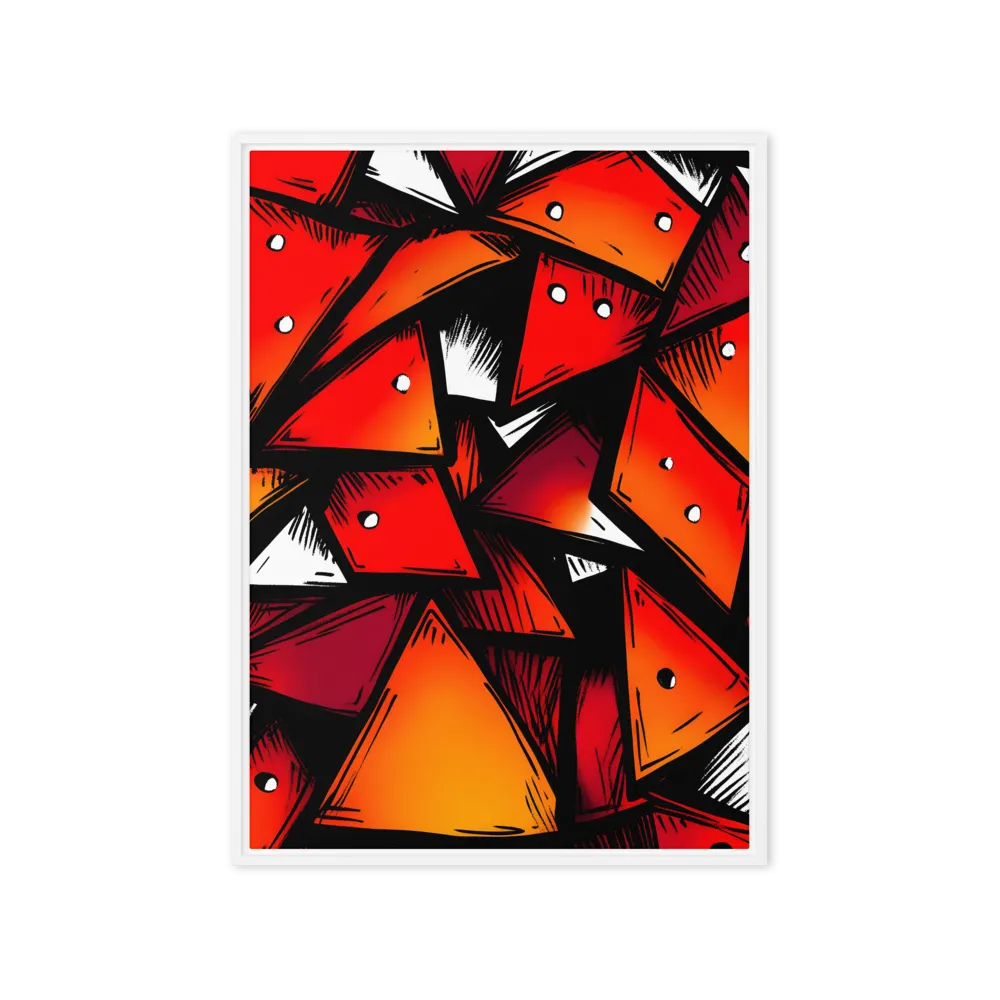 Dynamic Geometry of Red and Orange | Canvas with White Frame | 20″×28″