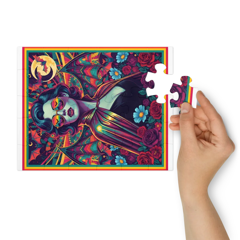 Neon Vampire Muse 
 Jigsaw Puzzle in Tin Box