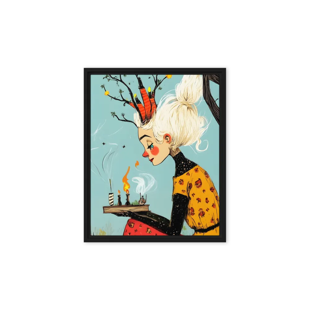 Whimsical Nature Girl | Canvas with Black Frame | 8″×10″