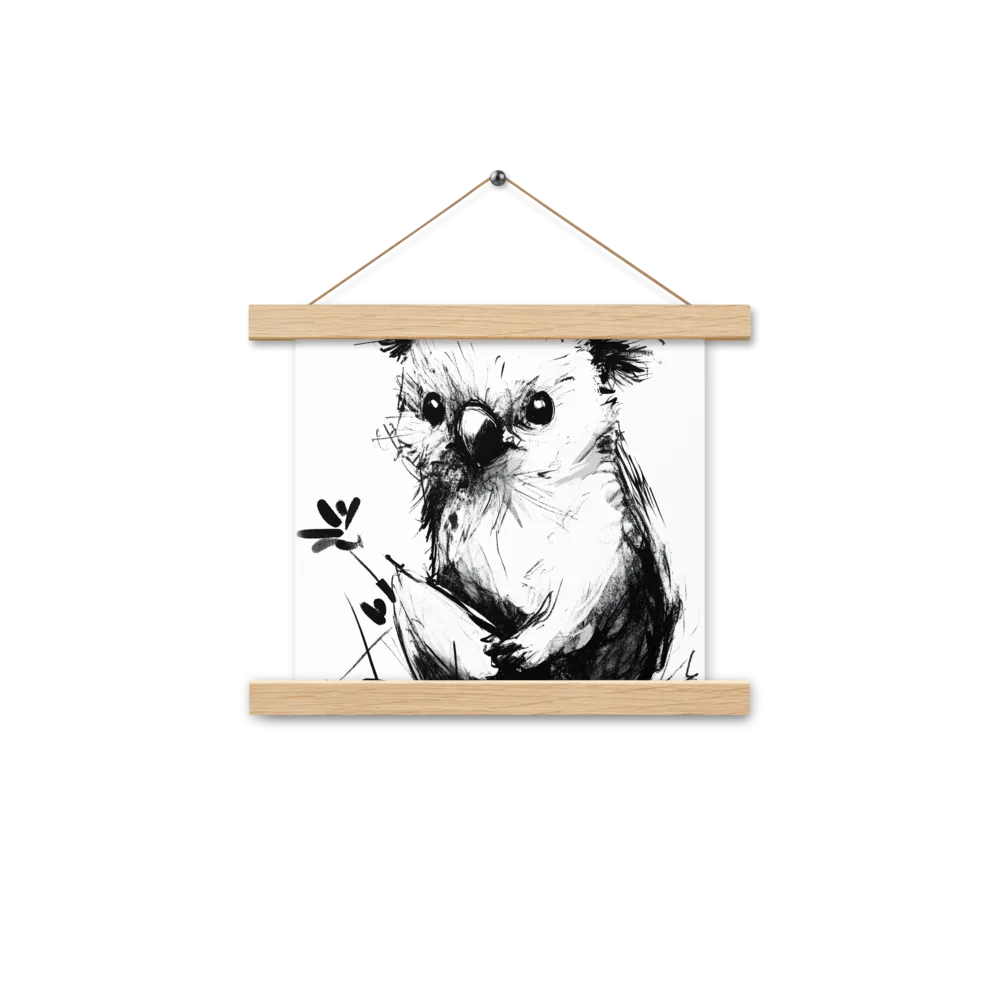 Whimsical Koala in Ink | Poster With Oak Wood Hanger | 10″×10″