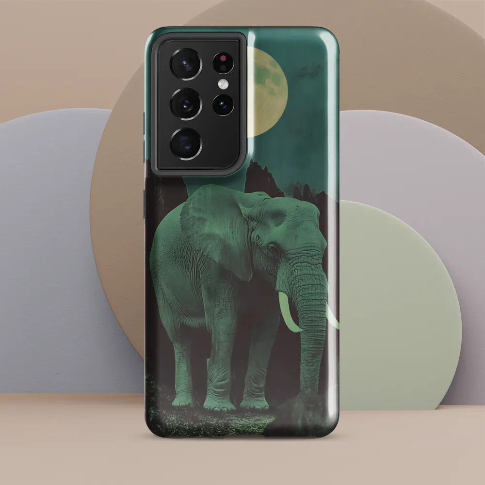 Ethereal Presence: Elephant Under a Full Moon