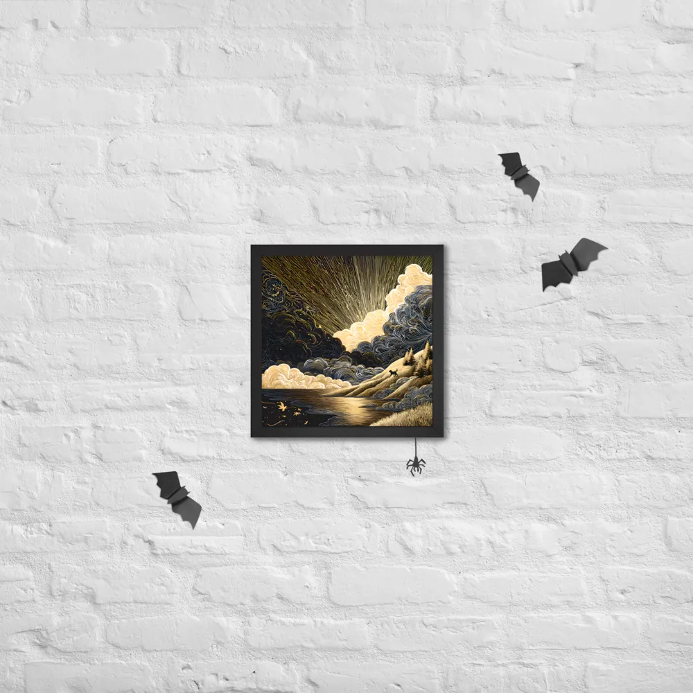 Gilded Dawn 
 Poster with Black Frame | 14″x 14″