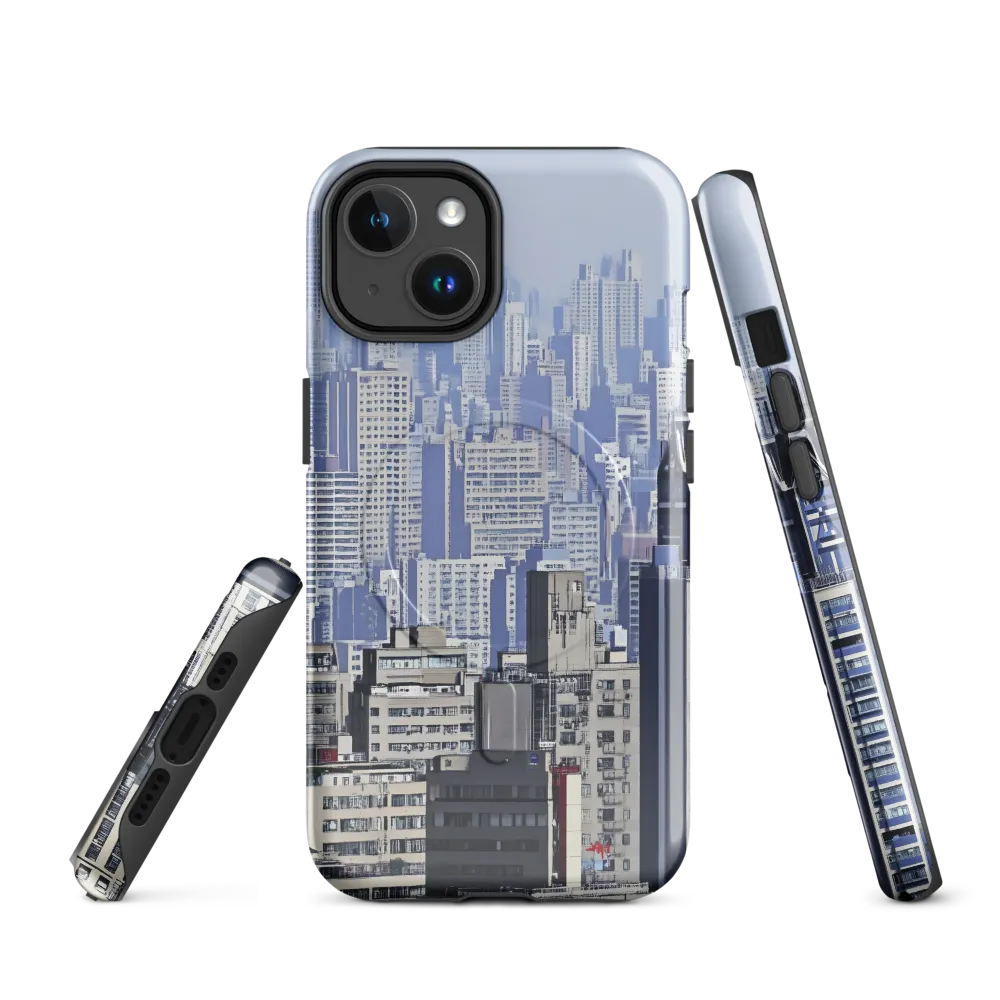 Urban Symphony: A Cityscape in Blues and Grays | Phone Case |  14 | MagSafe® Tough Case | Glossy