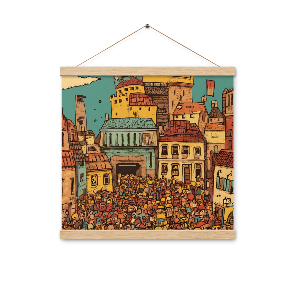 The Quirky City Gathering | Poster With Oak Wood Hanger | 16″×16″