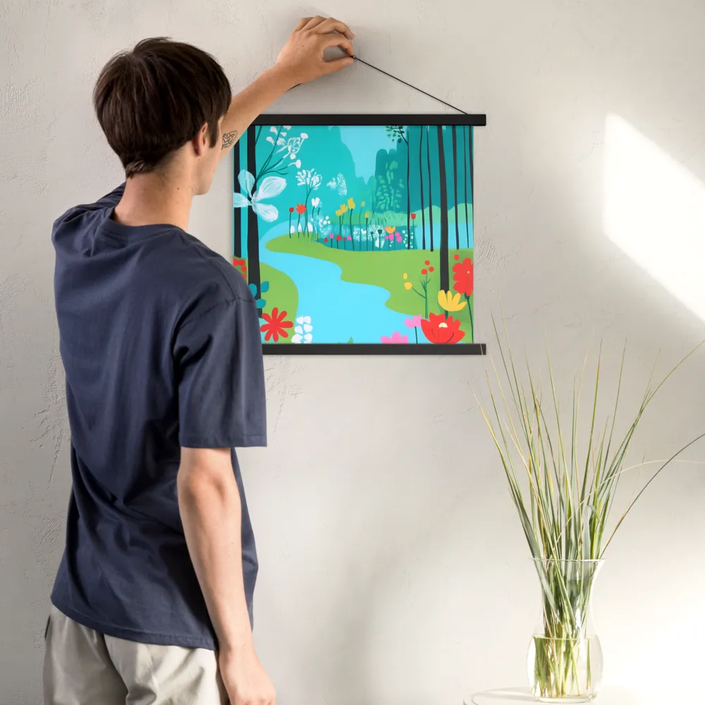 Whispers of Spring: A Colorful Retreat | Poster With Black Wood Hanger | 18″×18″