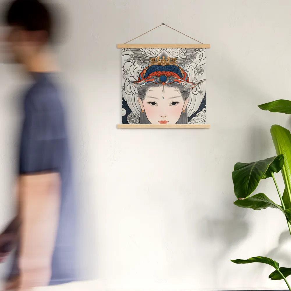 Serenity in Myth: A Traditional Portrait | Poster With Oak Wood Hanger | 18″×18″