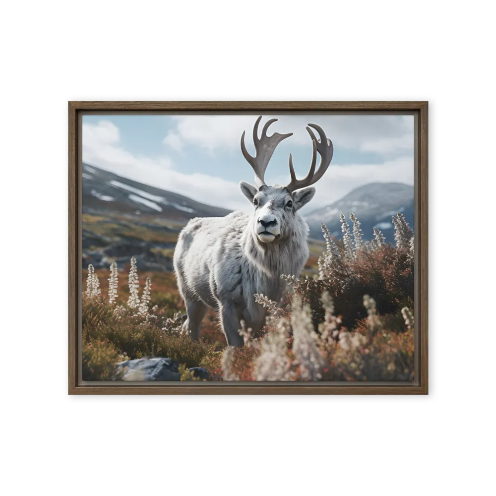 Majestic Harmony: The Reindeer in Nature | Canvas with Brown Frame | 16″×20″