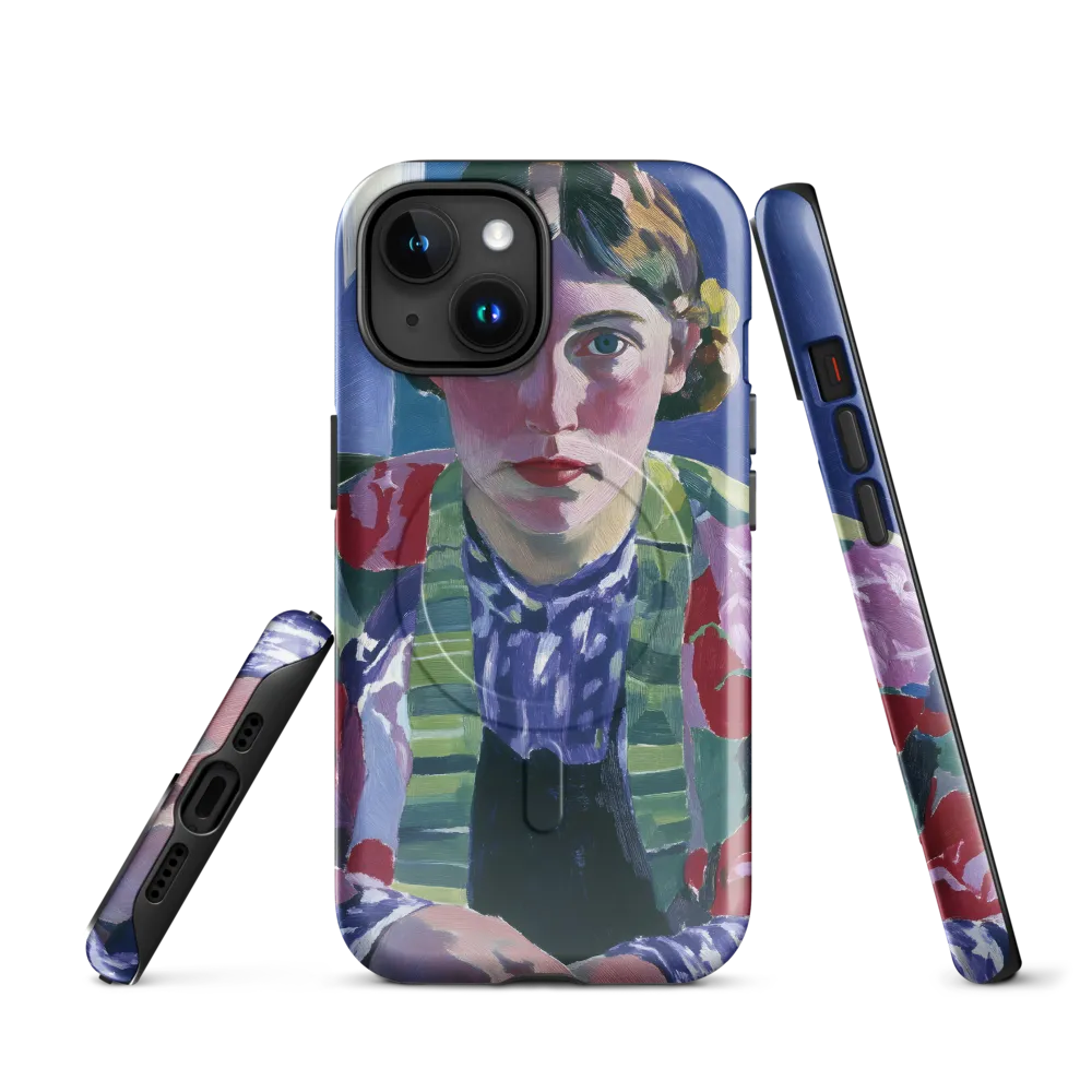 Vibrant Gaze: A Modernist Portrait | Phone Case |  15 | MagSafe® Tough Case | Glossy