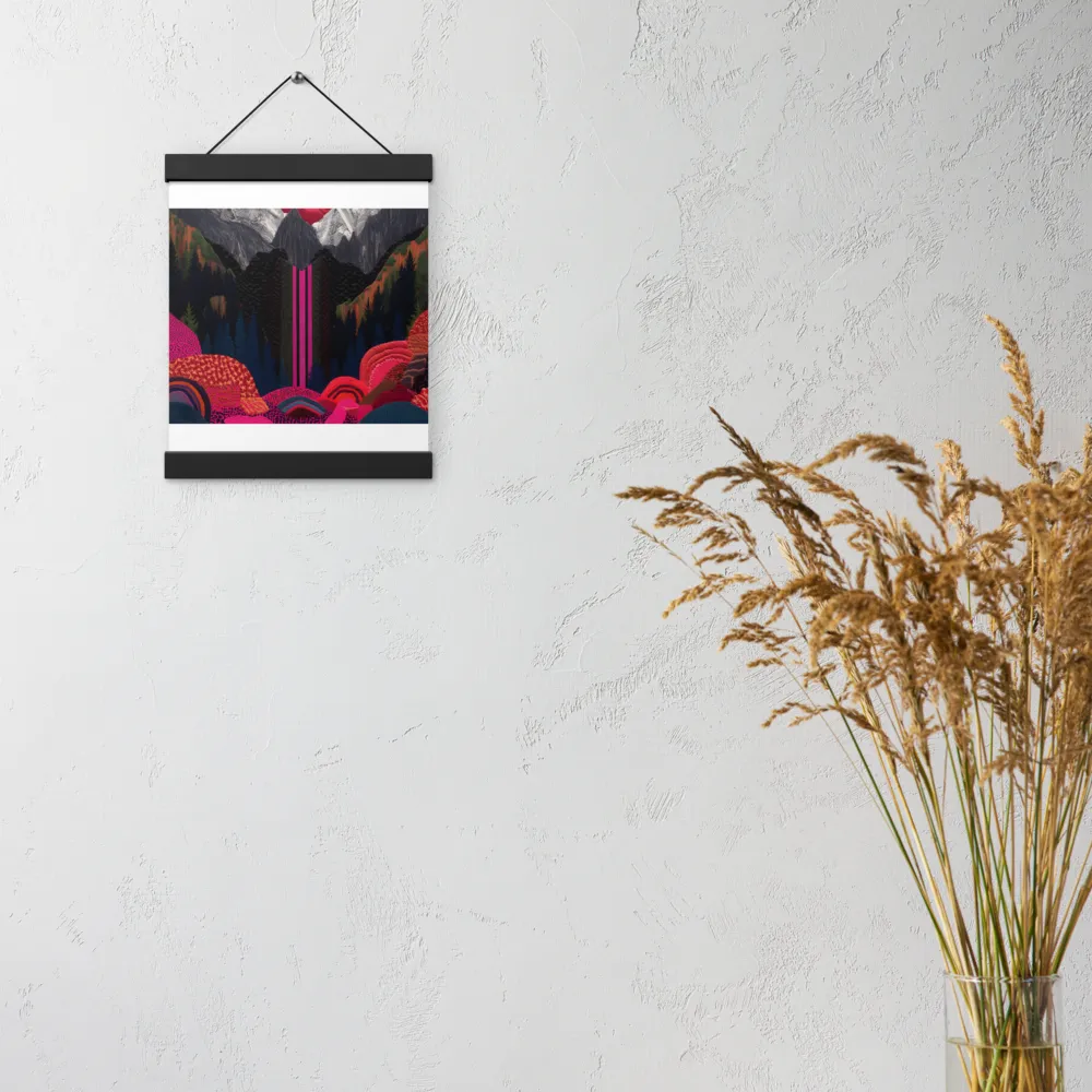 Ethereal Cascade: A Surreal Landscape | Poster With Black Wood Hanger | 8″×10″