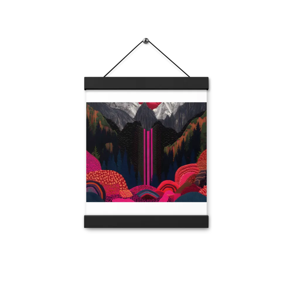 Ethereal Cascade: A Surreal Landscape | Poster With Black Wood Hanger | 8″×10″