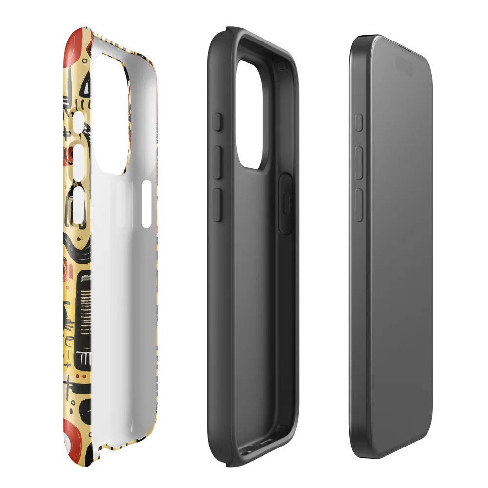 Abstract Encounters: A Dance of Faces and Symbols | Phone Case |  15 Pro | Tough Case | Glossy