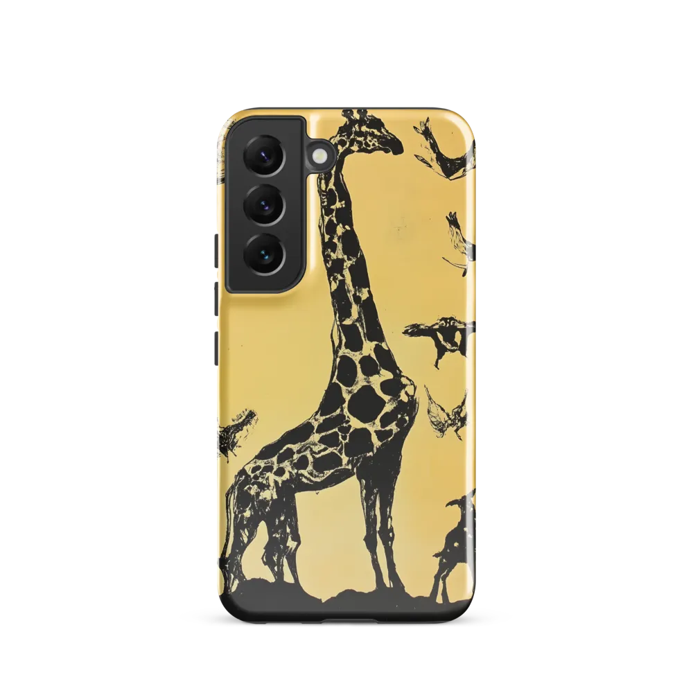 Whimsical Harmony of Giraffe and Birds