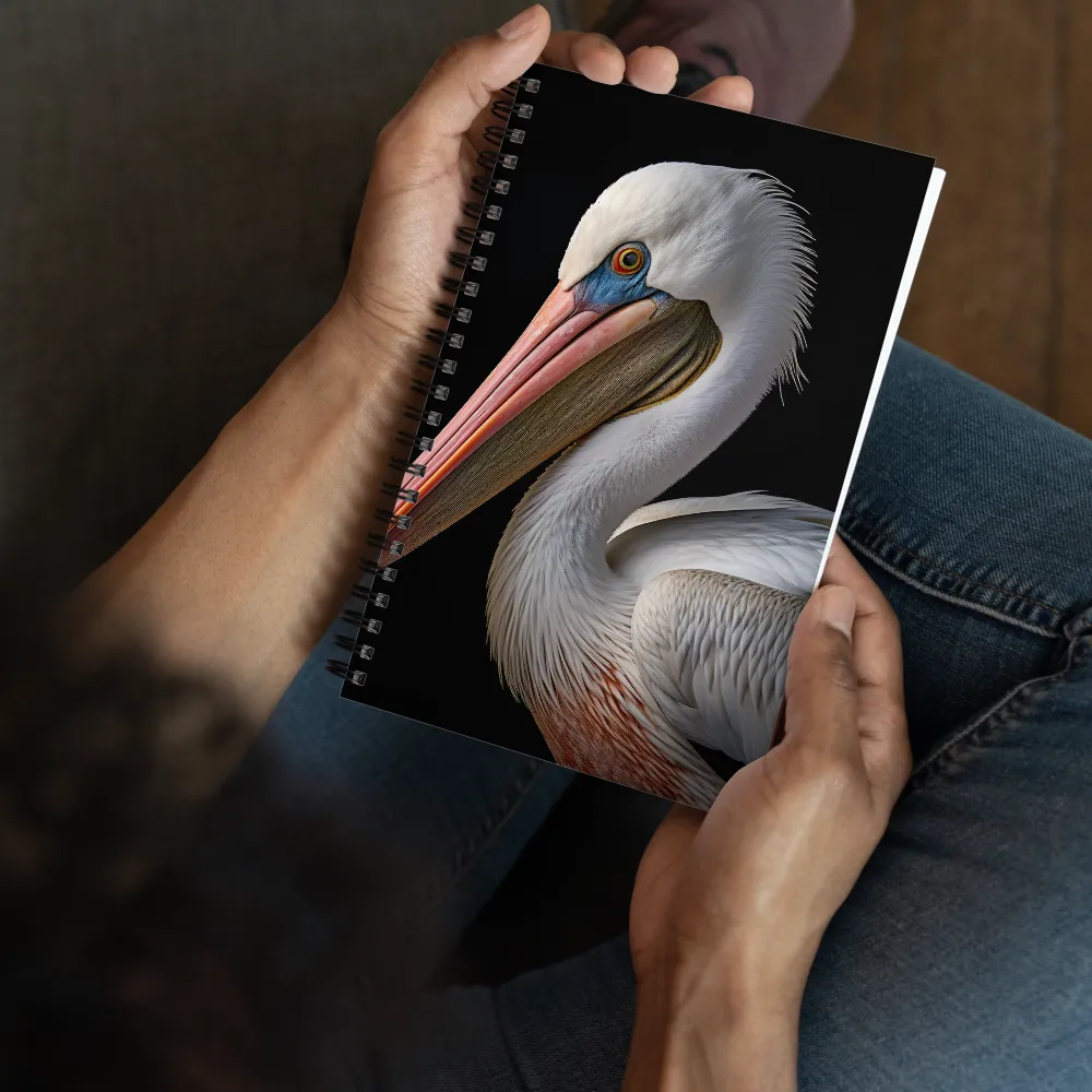 Elegance in White: The Pelican | Spiral Notebook