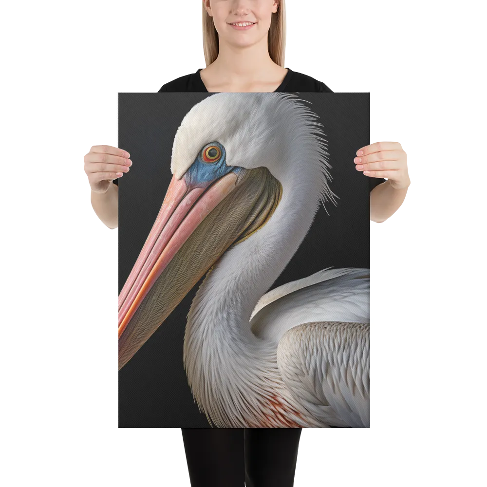 Elegance in White: The Pelican | Canvas | 18″×24″