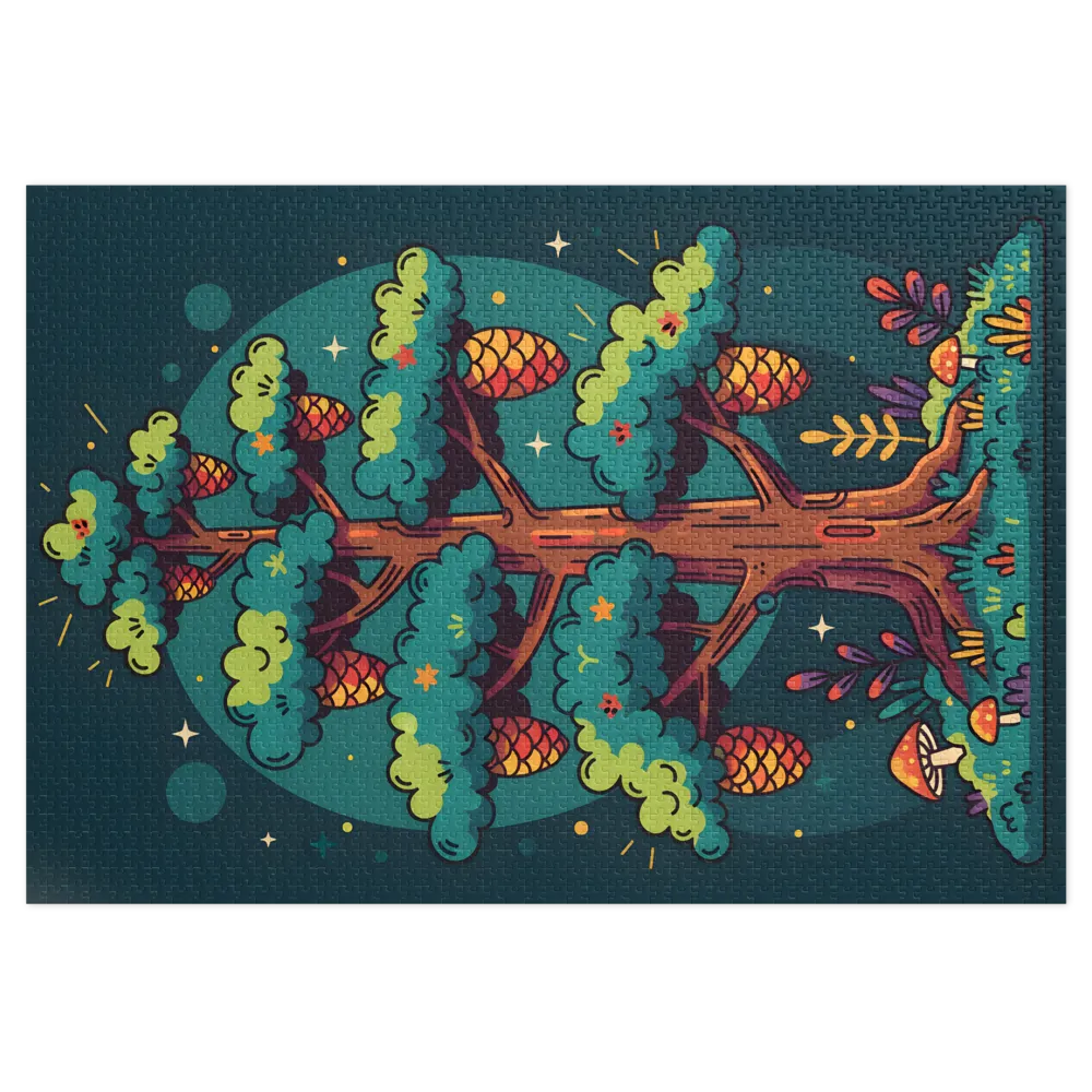 Whimsical Pinecone Forest 
 Jigsaw Puzzle in Tin Box