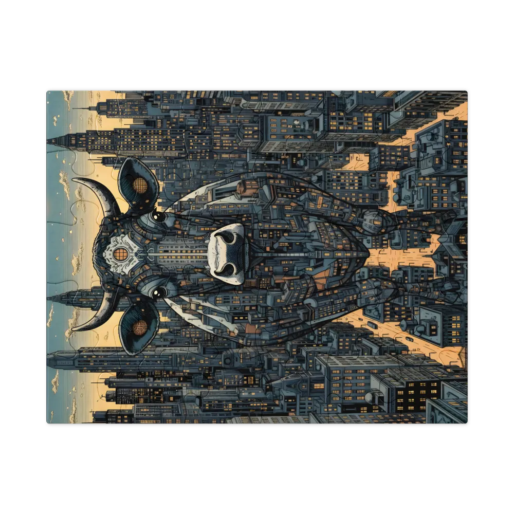 Metropolis Cow 
 Jigsaw Puzzle in Tin Box