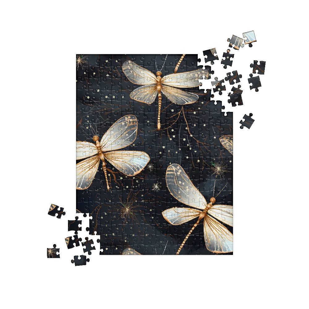 Ethereal Dance: Dragonflies in a Midnight Garden