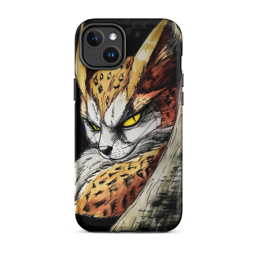 Fierce Gaze of the Wild Cat | Phone Case |  14 Plus | MagSafe® Tough Case | Matte