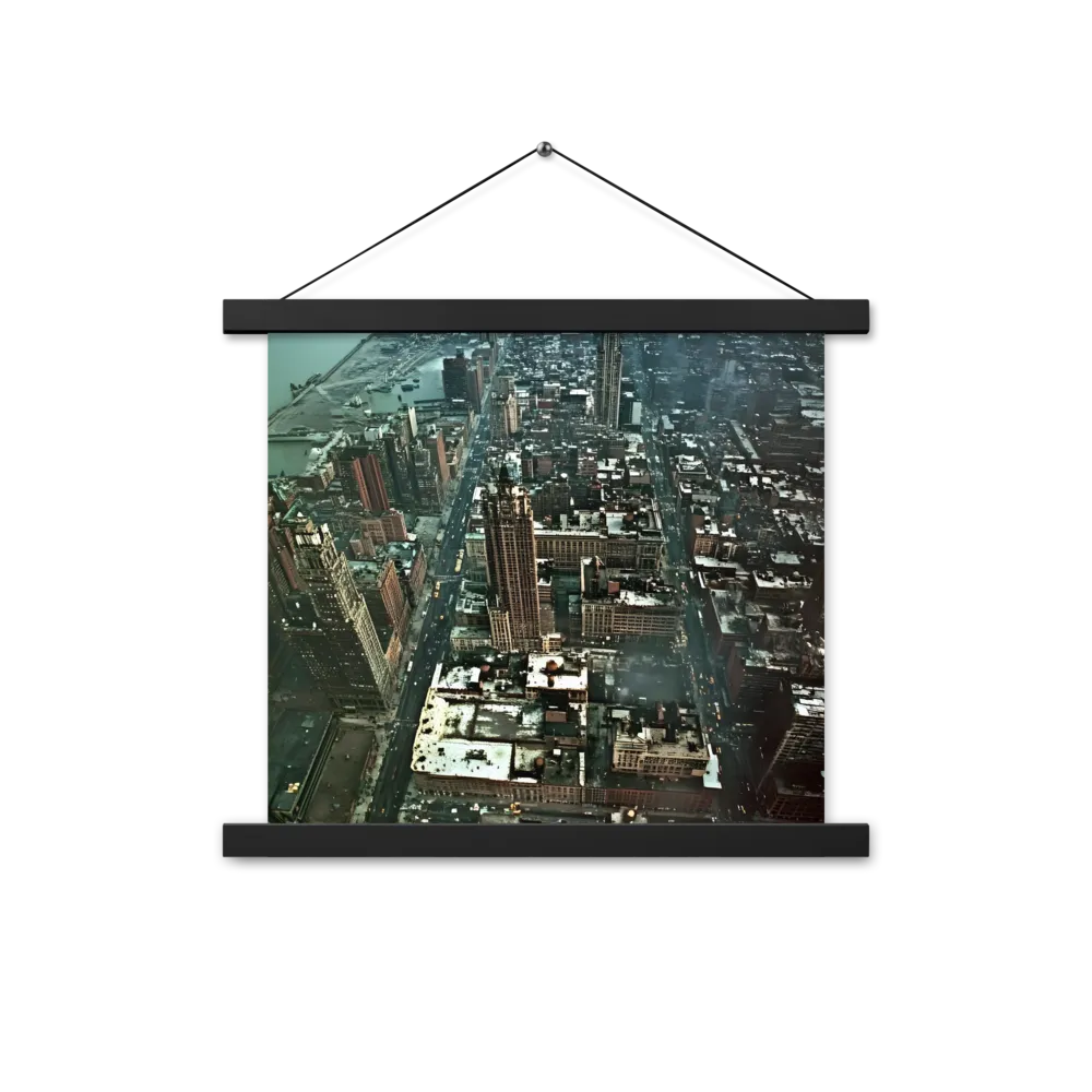 Aerial Symphony of Urban Life | Poster With Black Wood Hanger | 14″×14″