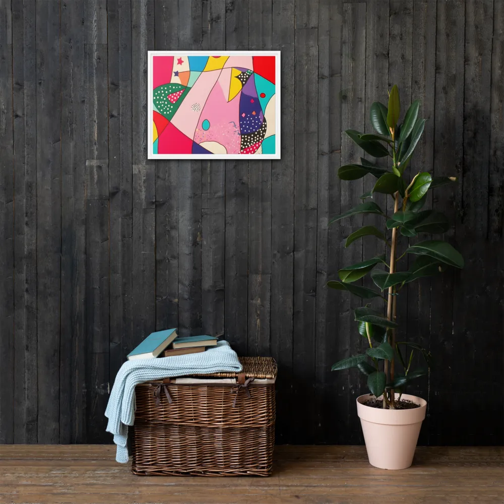 Playful Geometry in Color | Canvas with White Frame | 16″×20″