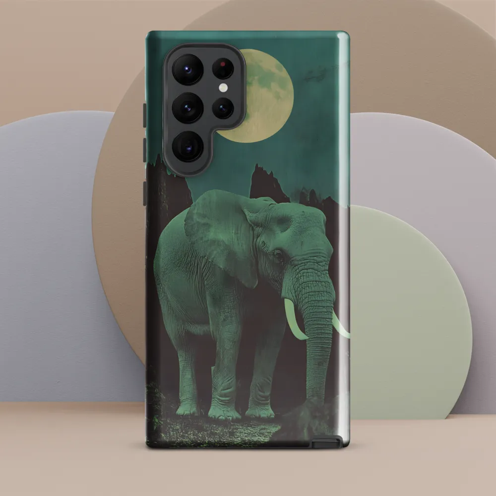 Ethereal Presence: Elephant Under a Full Moon