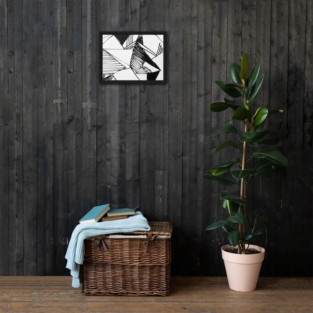 Dynamic Geometry in Ink | Canvas with Black Frame | 12″×16″