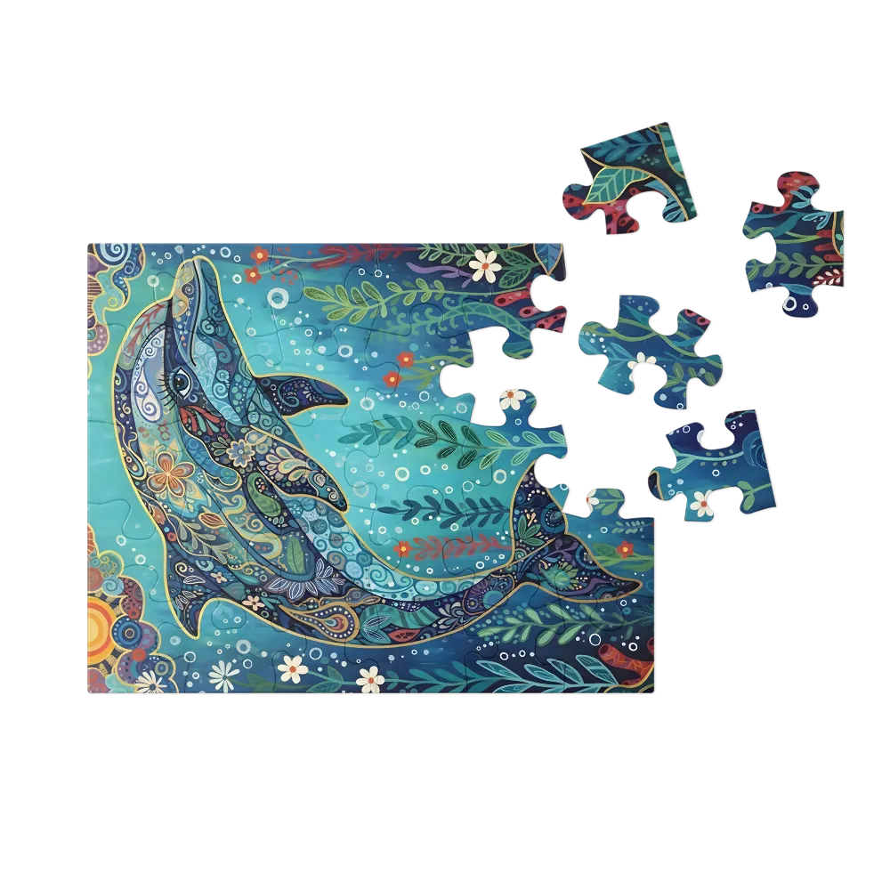 Ornate Dolphin 
 Jigsaw Puzzle in Tin Box