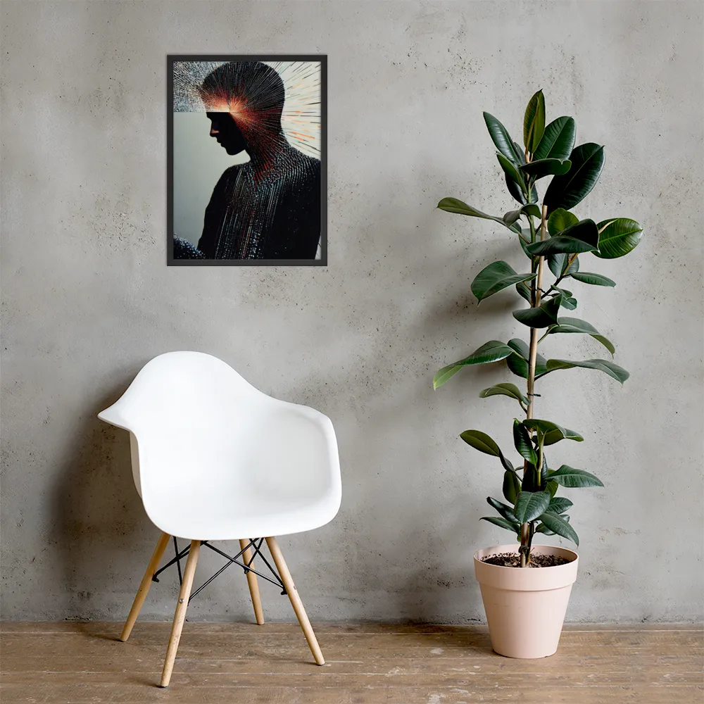 Radiant Reflection: An Abstract Journey of Thought | Poster with Black Frame | 18″×24″