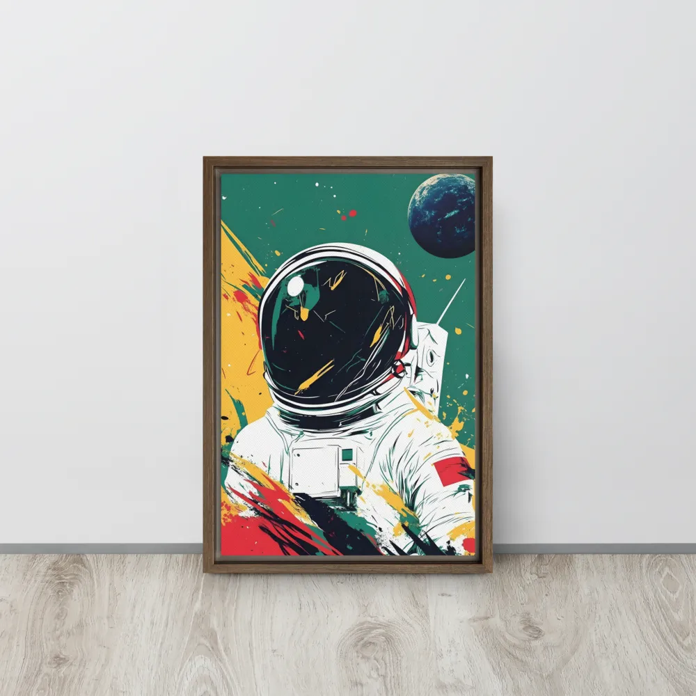 Galactic Explorer: A Modern Odyssey | Canvas with Brown Frame | 12″×18″