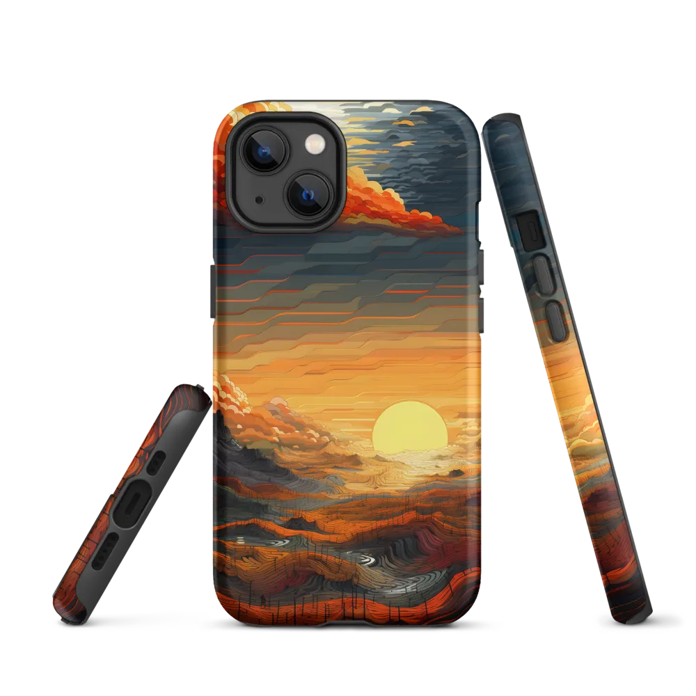 Ethereal Sunset: A Serene Landscape in Flowing Forms