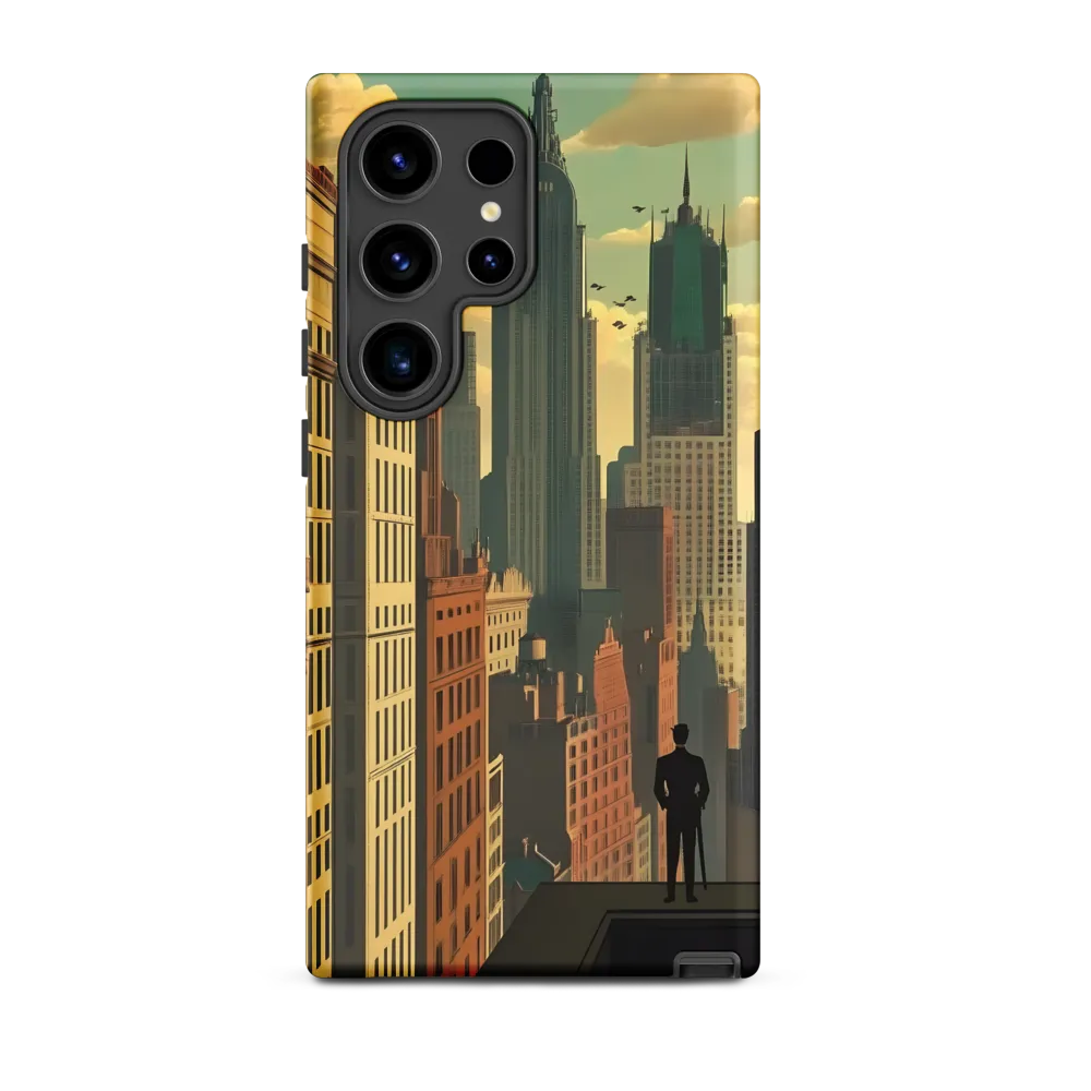 Urban Dreams: A Silhouette in Art Deco Cityscape