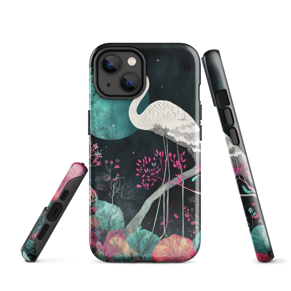 Ethereal Presence: Heron in a Floral Dreamscape | Phone Case |  14 | Tough Case | Glossy