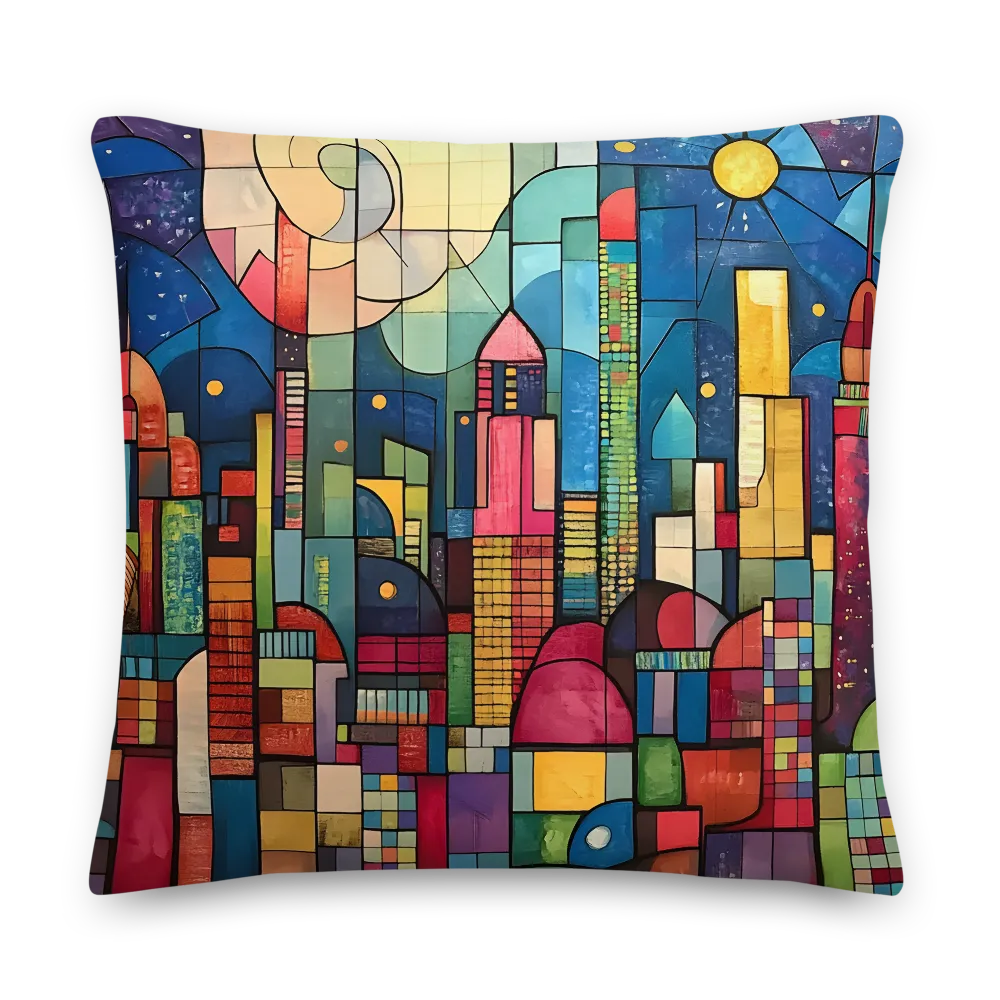 Geometric Harmony: A Vibrant Cityscape | Pillow & Pillow Case | Multiple Sizes