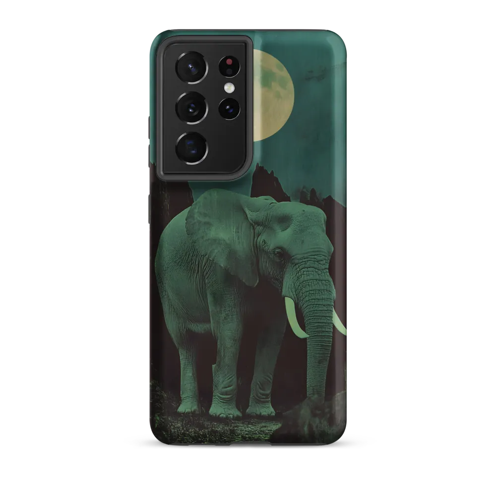 Ethereal Presence: Elephant Under a Full Moon | Phone Case |  S21 Ultra | Tough Case | Matte