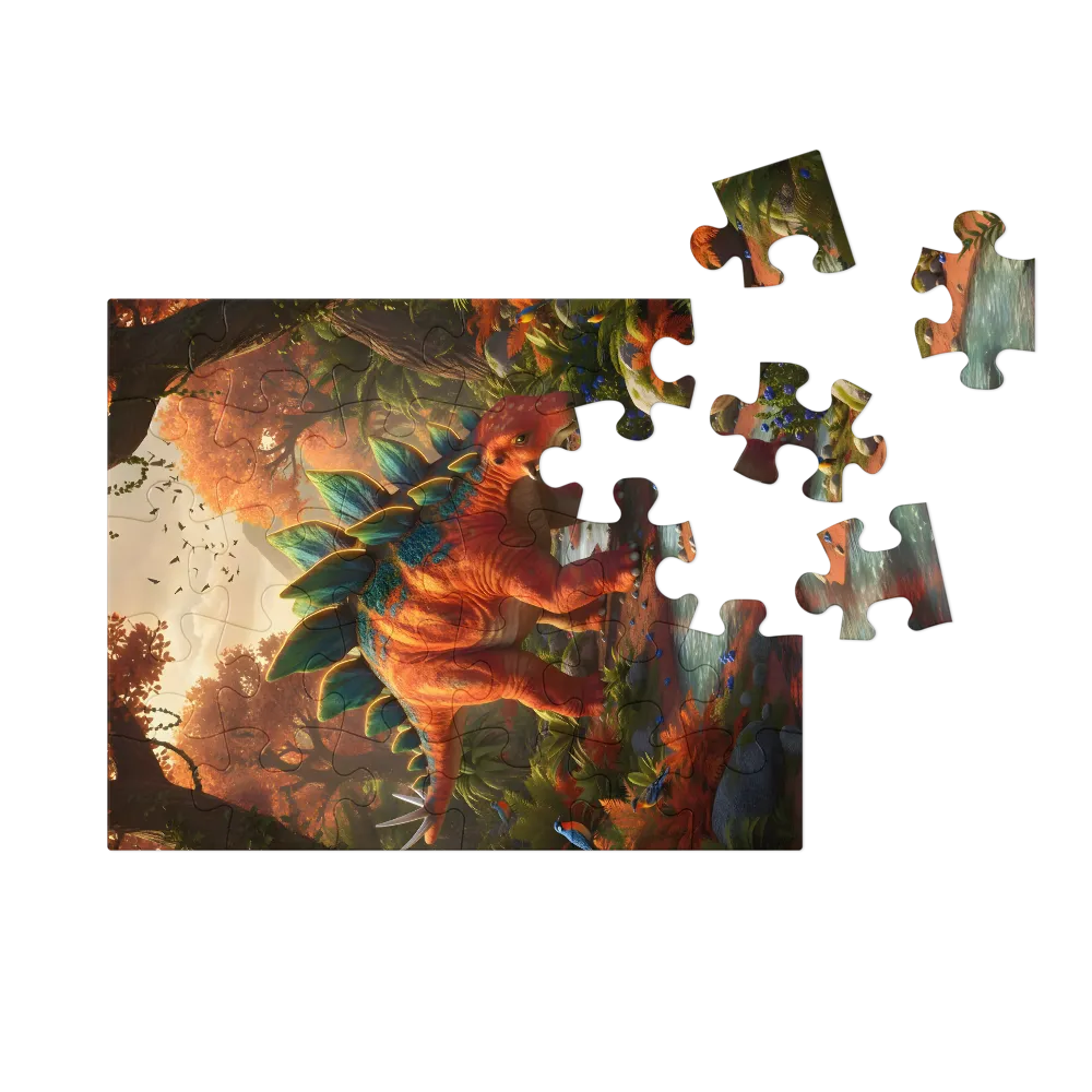 Autumn Stegosaurus 
 Jigsaw Puzzle in Tin Box