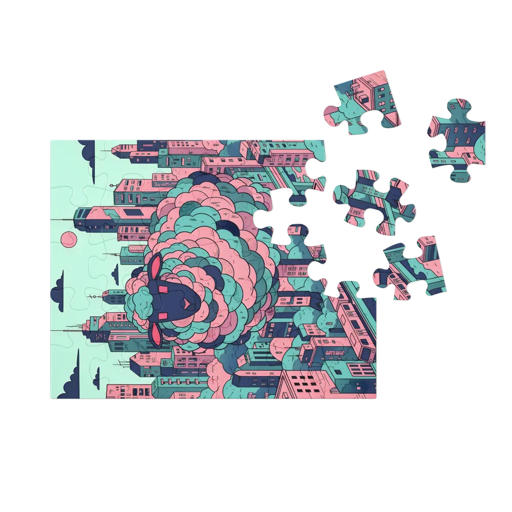 Metropolis Sheep 
 Jigsaw Puzzle in Tin Box