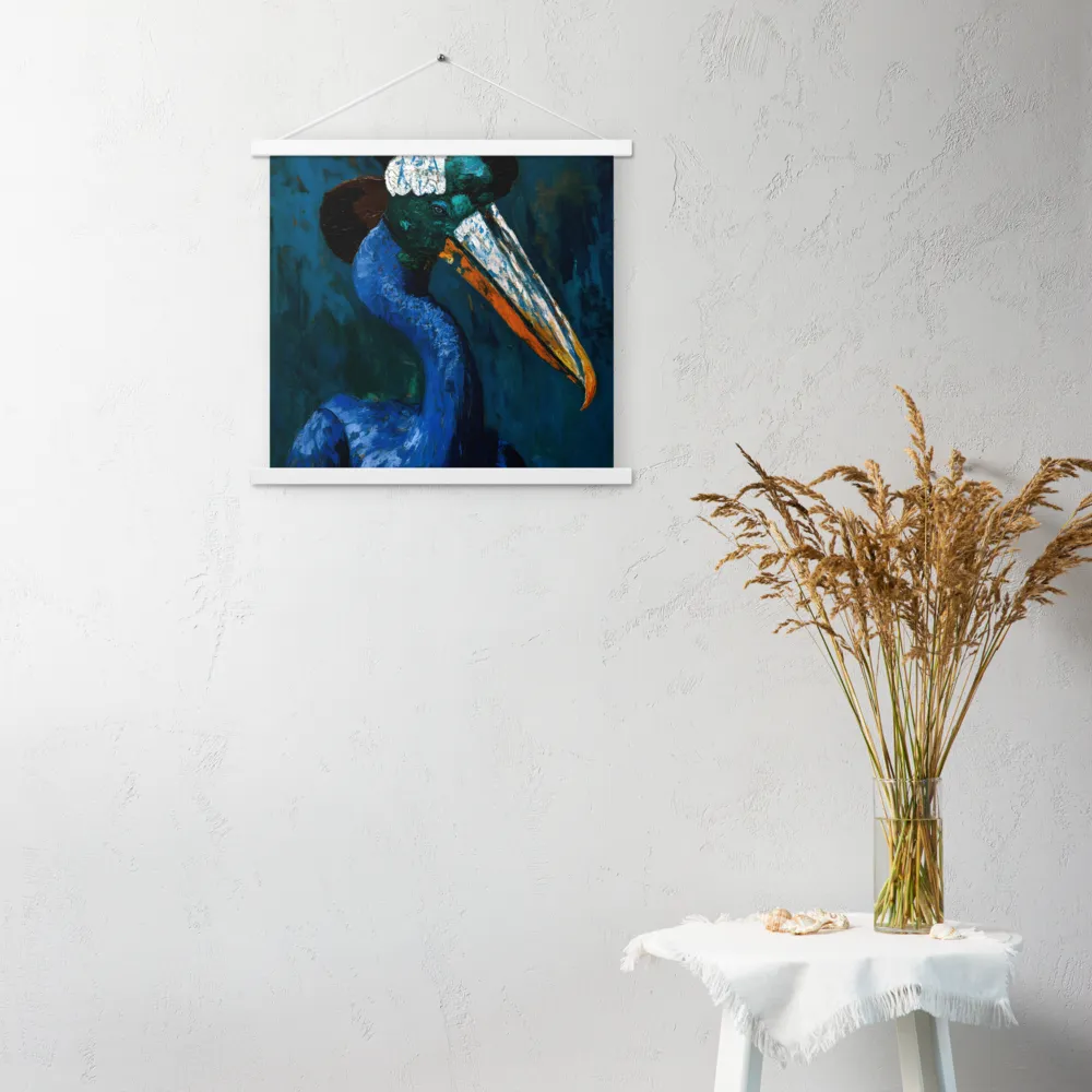 Majestic Absurdity: The Hat-Wearing Bird | Poster With White Wood Hanger | 18″×18″